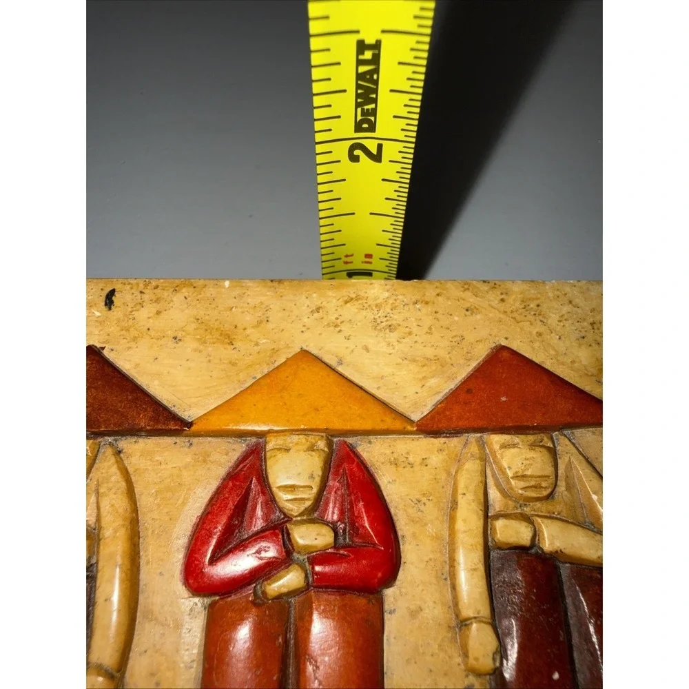 VTG Stone Asian Figural Folk Art Trinket‎ Jewelry Keepsake Box